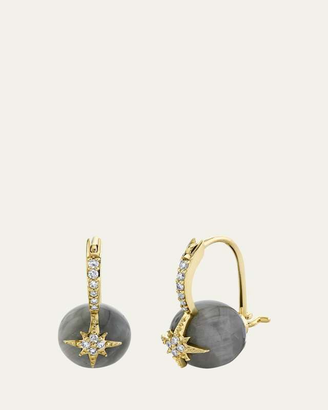 14K Pave Starburst Bead Earrings